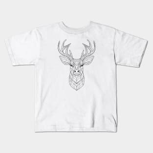 Deer Essence: Intricate Line Art Interpretation Kids T-Shirt